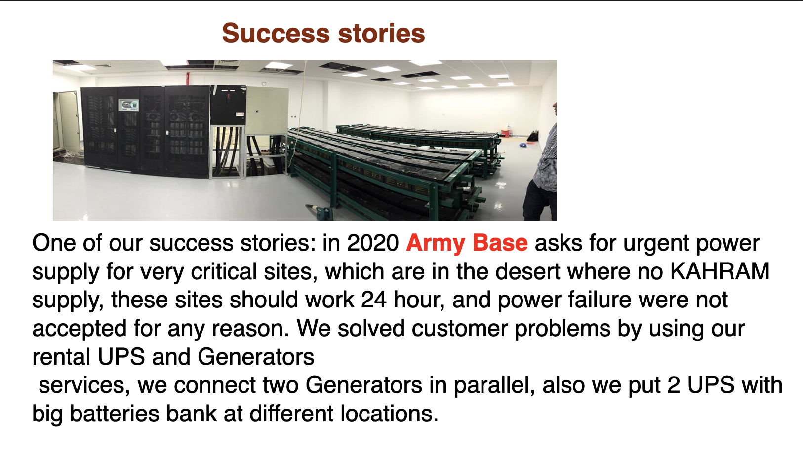 Success Stories – Army Base
